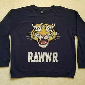 🐯 FOREVER 21 Tiger Graphic Sweatshirt RAWWR Cat