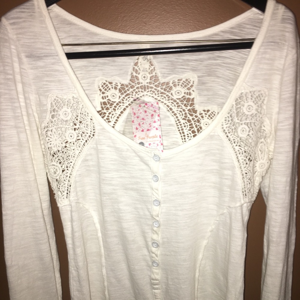 Free people crochet white top