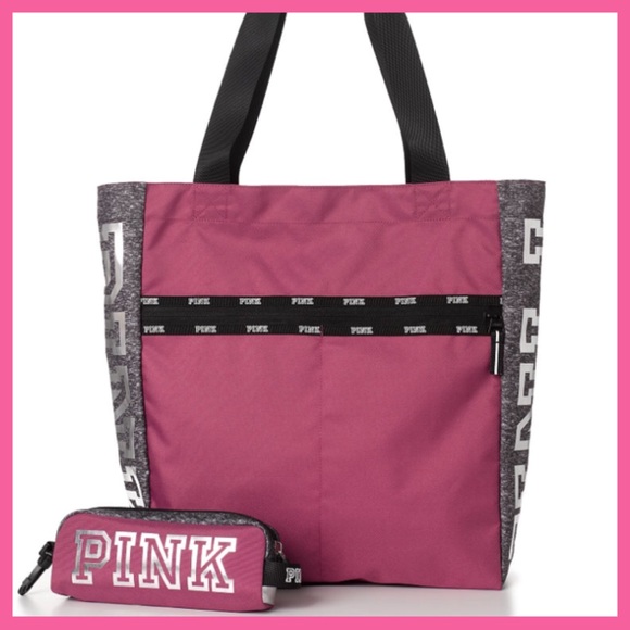 PINK Victoria's Secret Handbags - •Victoria’s Secret PINK• Tote + Tech Pouch bag
