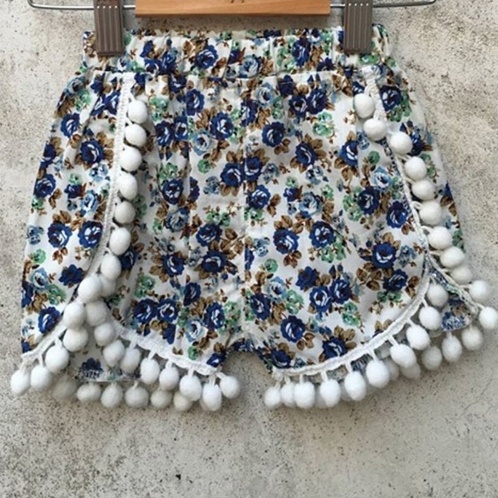 NWT Floral Pom Pom Toddler Boomer Shorts 3/4t