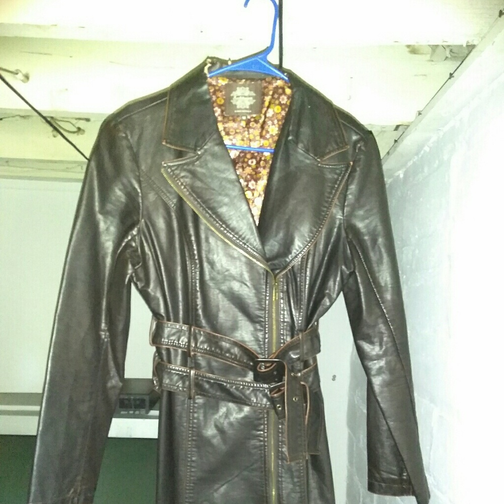 Faux leather brown jacket