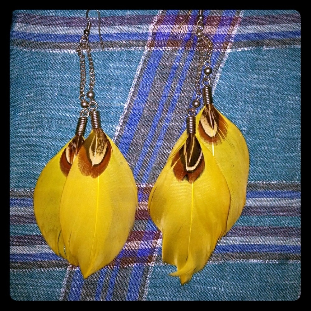 Yellow Feather earrings