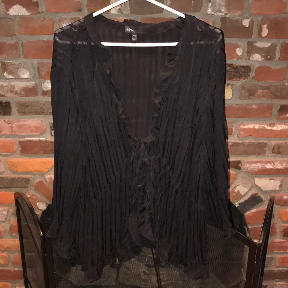 Ruffled, black sheer