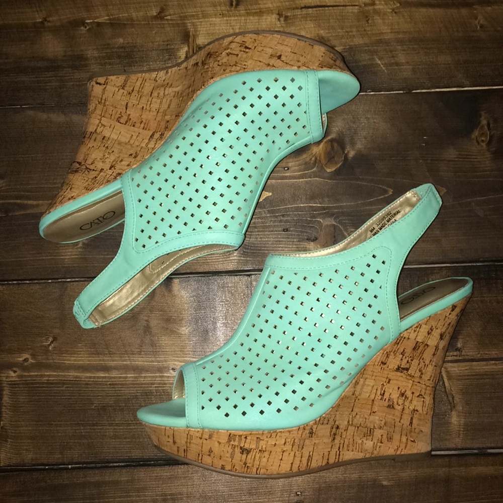 Sea foam blue wedges