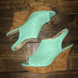 Sea foam blue wedges