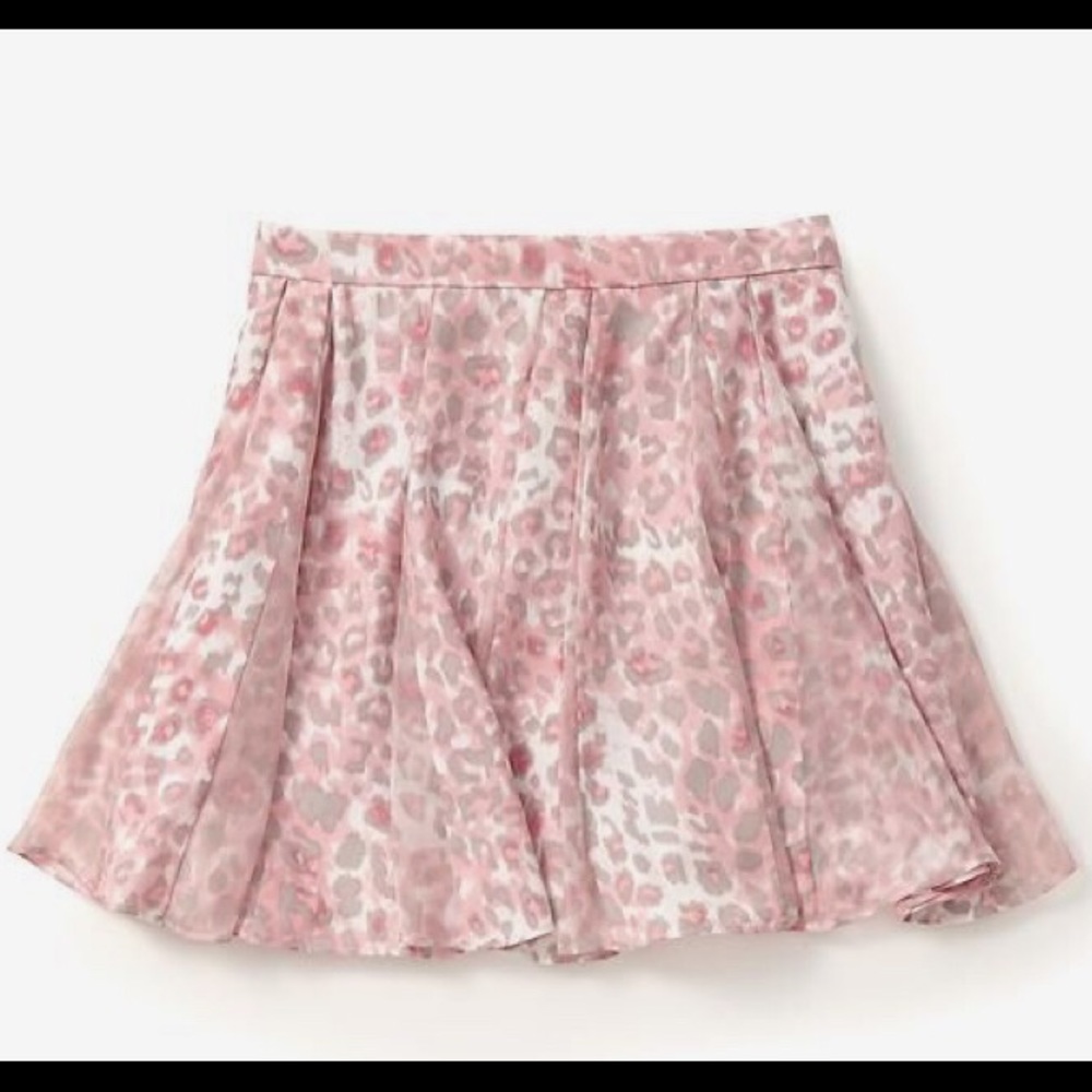 Parker Pink Leopard Silk Skirt size 2