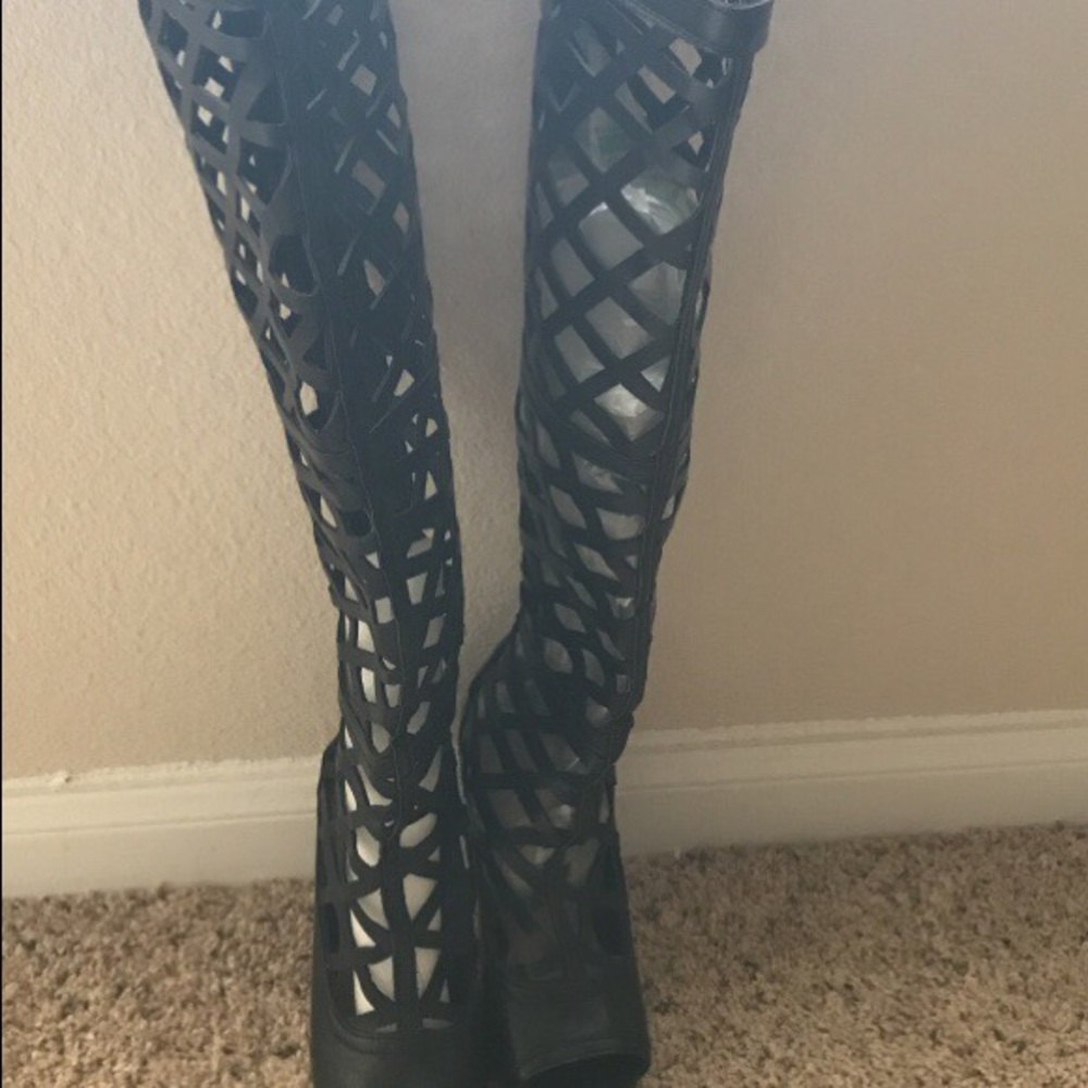 Caged over the knee heels