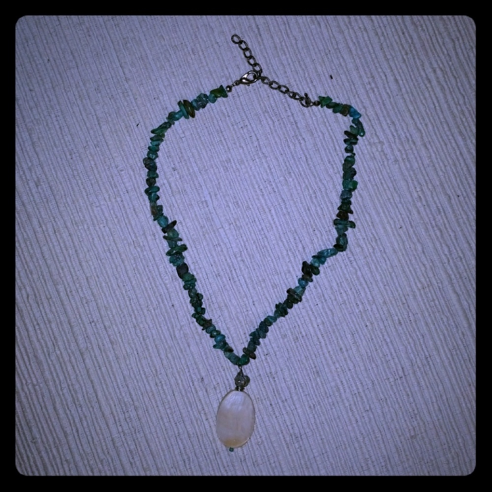 Turquoise Necklace with Pearl Shell Pendant