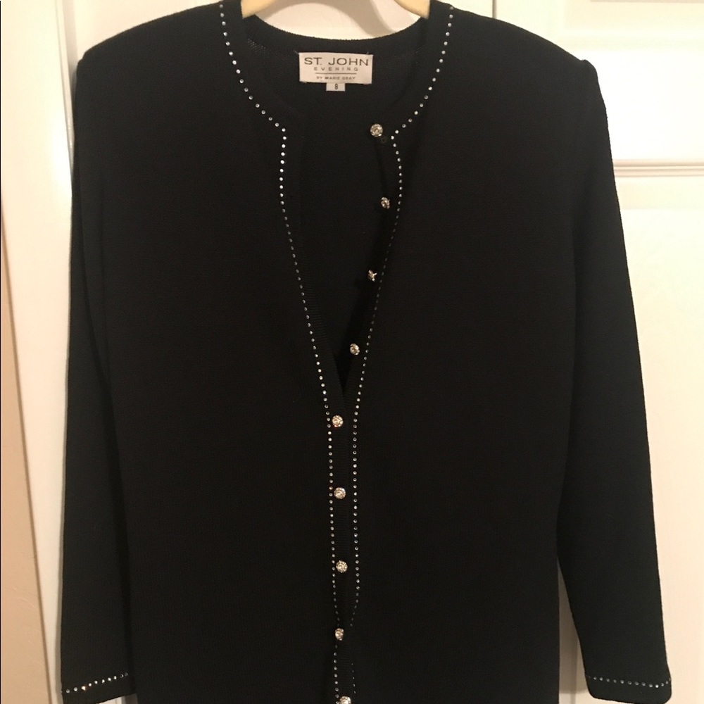 St. John Evening black jacket with diamond buttons