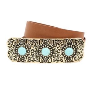 Tan Boho Buckle Belt