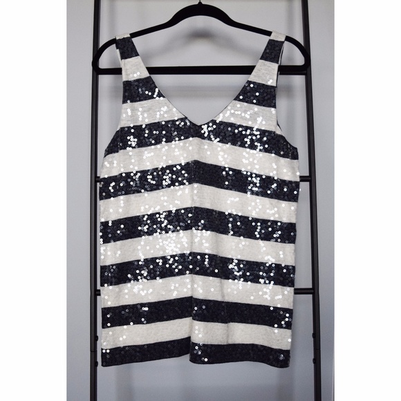 JCrew Sequined striped top CLOSET CLEANOUT SALE - Picture 1 of 7