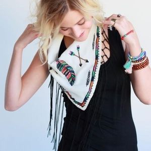 Boho Hippie Fringed Embroidered Scarf