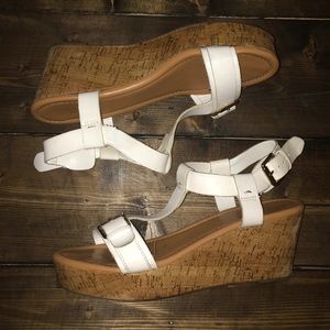 White strap wedges