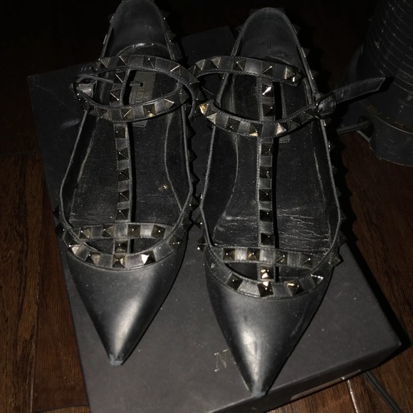 VALENTINO GARAVANI Rockstud Cage Flats black size6 - Picture 1 of 8