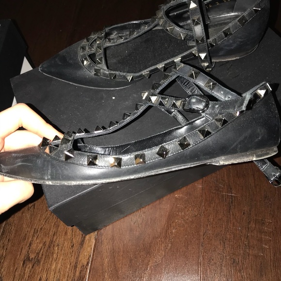 VALENTINO GARAVANI Rockstud Cage Flats black size6 - Picture 3 of 8