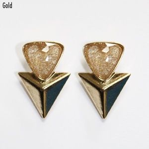 Gold Crystal Arrow Stud Earrings