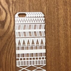 This is a clear and white plastic iPhone 6s