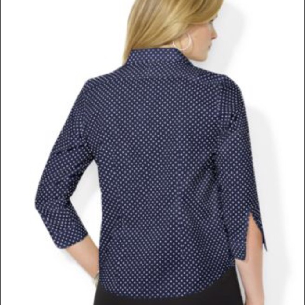 Lauren Ralph Lauren Petite Polka Dot No Iron Shirt