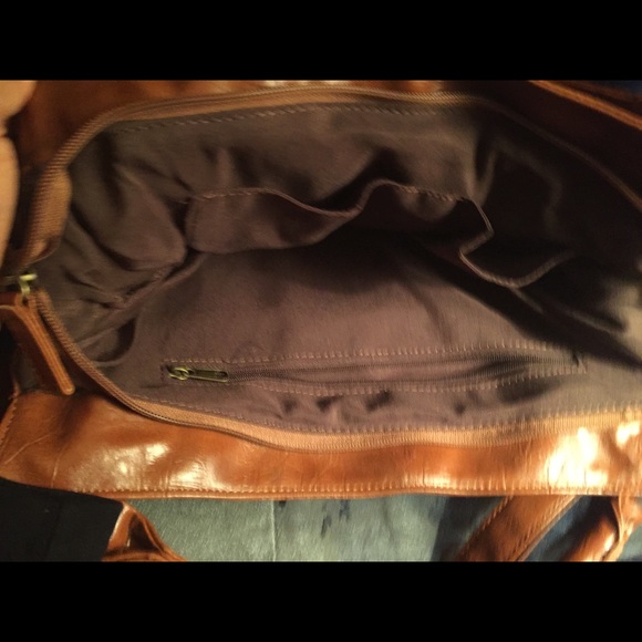 ANELLO LEGATO LARGO VEGAN Crossbody COGNAC 3-WAY - Picture 6 of 8