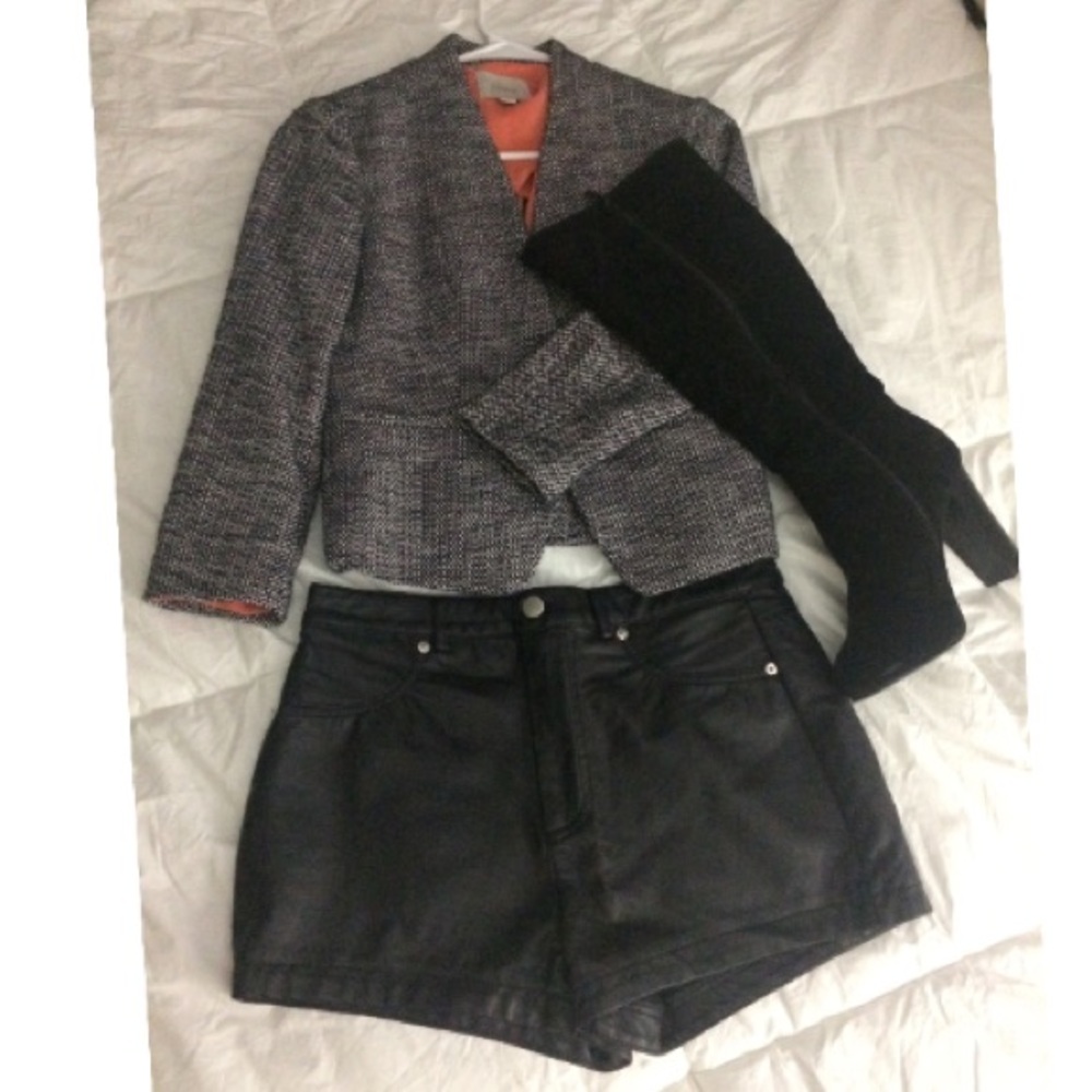 Black faux leather shorts size 6