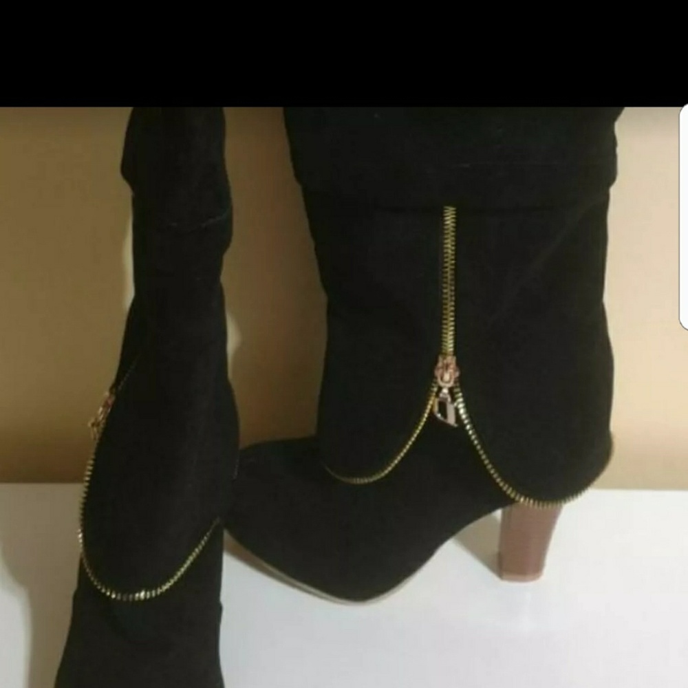 Black faux suede boots make me an offer.