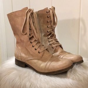 Tan combat boots