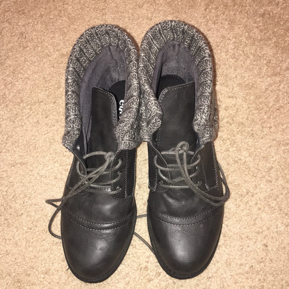 Gray/ black booties