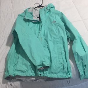 North Face rain jacket mint blue