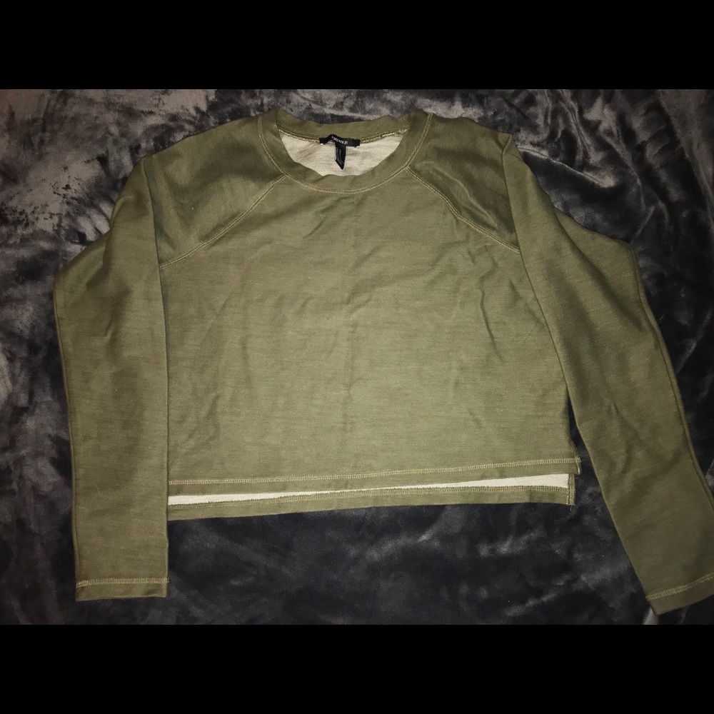 Olive Long Sleeve Crop Top