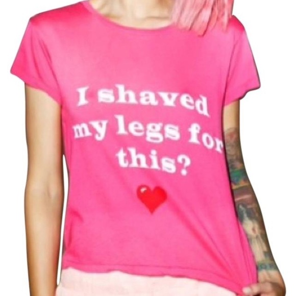 Wildfox Tops - Wildfox Bad Date Pink Crop Tee