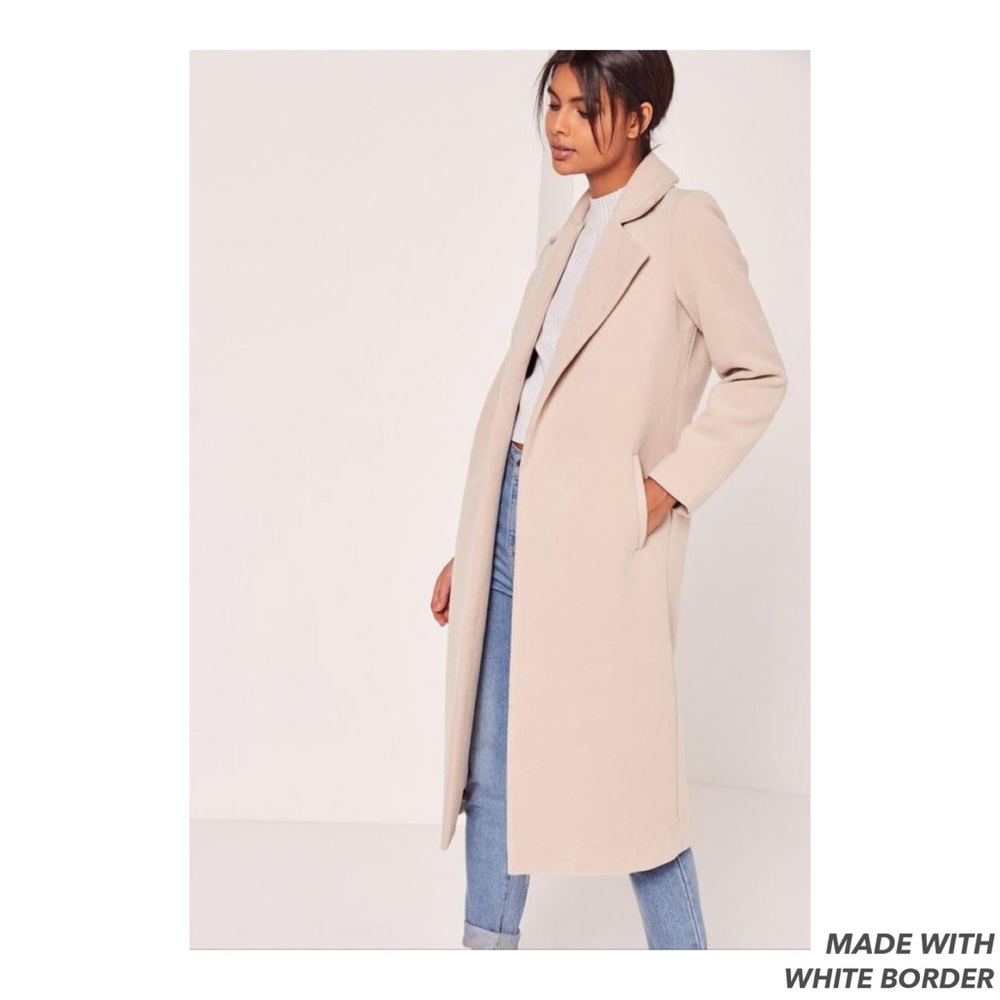 NWT Missguided nude longline wool duster coat US 0