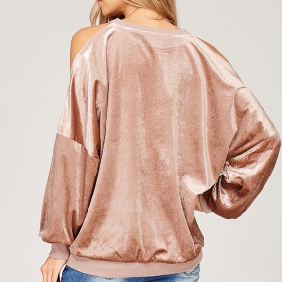 For Sale: cold shoulder velvet embroidered top - Picture 5 of 7
