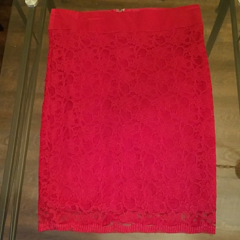 Red sexy lacy pencil skirt from Dillards