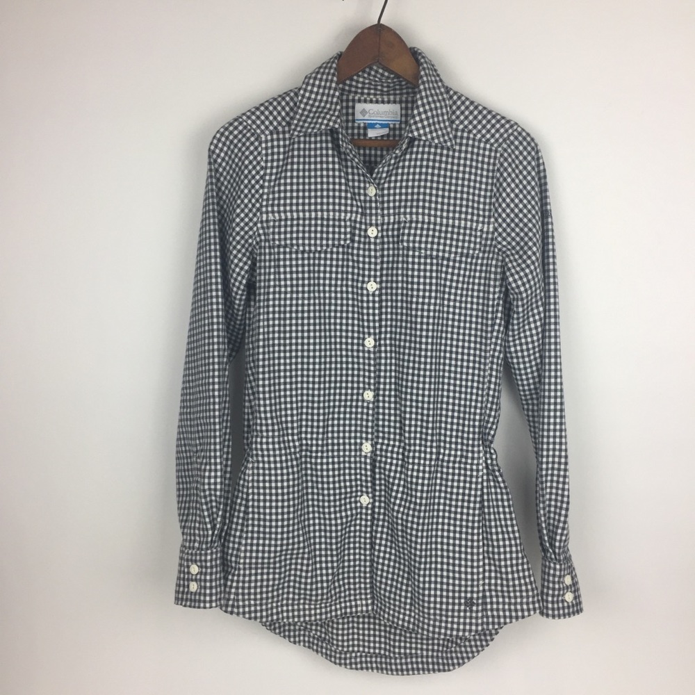 Columbia | Gingham Gray White Flannel Top