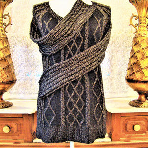 APT.9 BLACK GOLD Metallic  HOLIDAY  SWEATER M