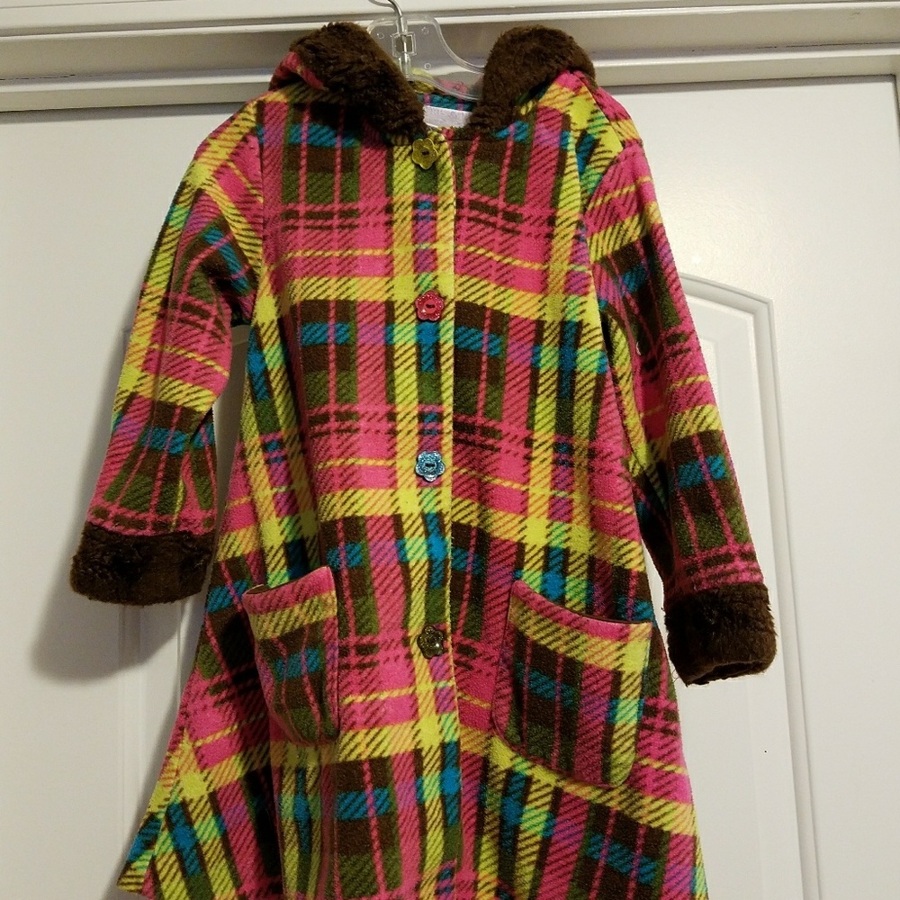 Beautiful Plaid Print Girls Coat