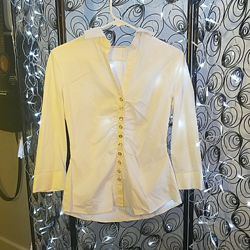 White Fitted Button Up New York and company shirt