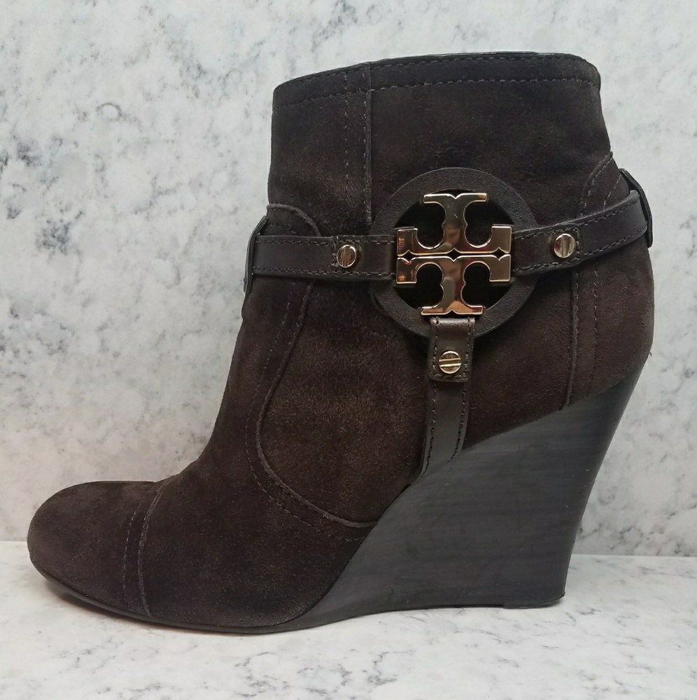 Tory Burch Brown Suede Booties, size 8.5