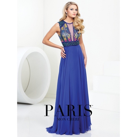 Mon Cheri Paris royal multi dress style no. 116724 - Picture 1 of 5
