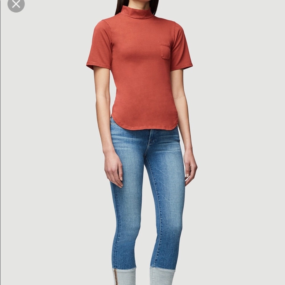 Frame denim mock neck fitted tee, NWT