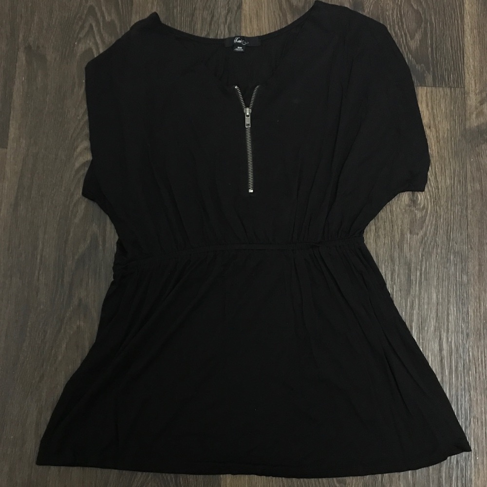 [NOT AVAILABLE] Flowy Zipper Blouse
