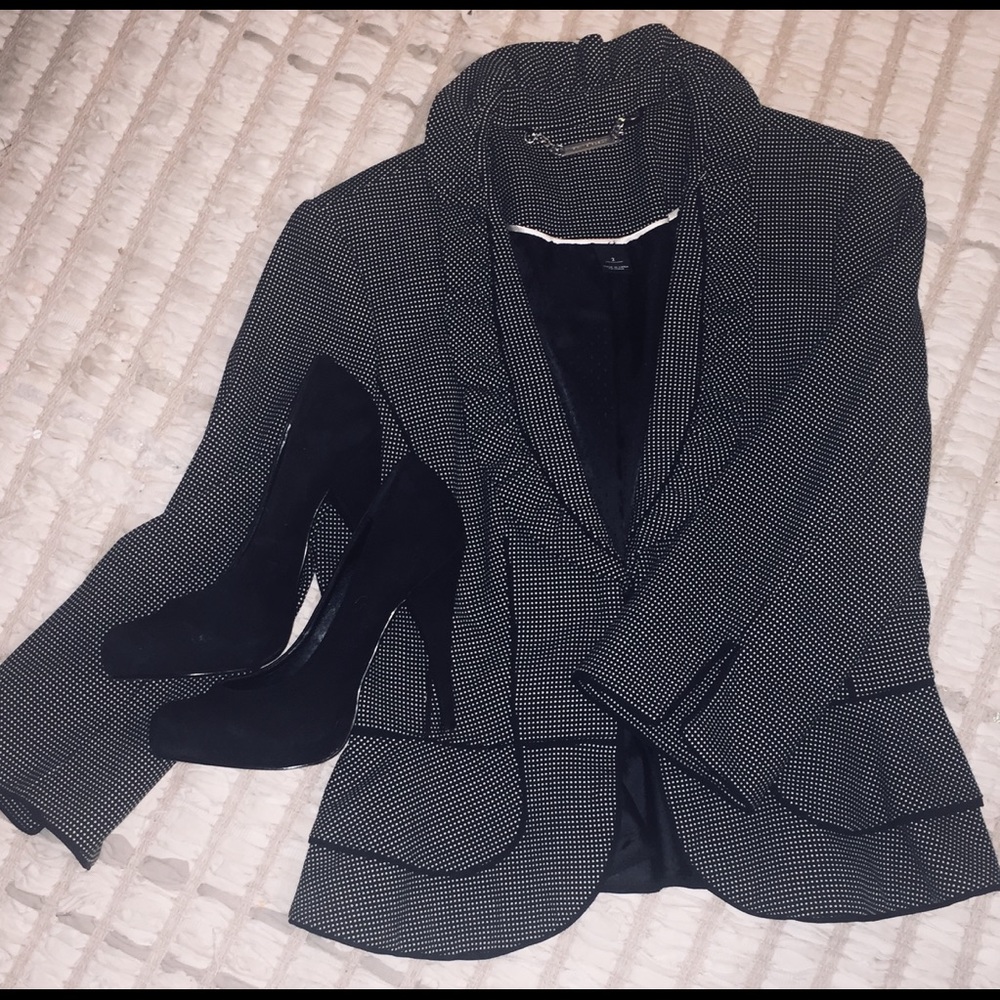 White House Black Market Black & White dot jacket