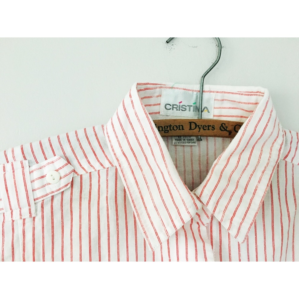 SOLD on IG Vintage Dolman Sleeve Red Pinstripe Top - Picture 3 of 6