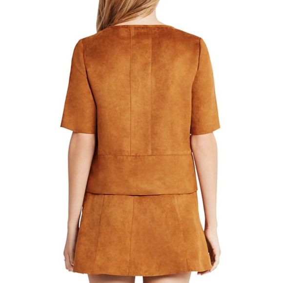 BCBGeneration Faux Suede Boxy Top in Warn Cognac - Picture 3 of 8