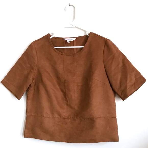 BCBGeneration Faux Suede Boxy Top in Warn Cognac - Picture 8 of 8
