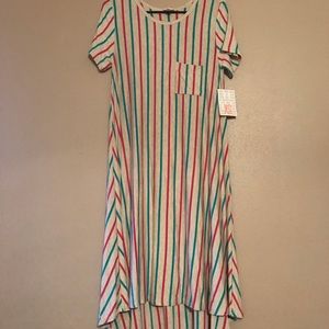 Striped teal & pink XS Lularoe Carly