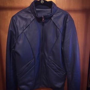 Blue faux leather jacket