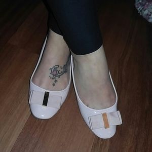 Rose Leather Pink Flats