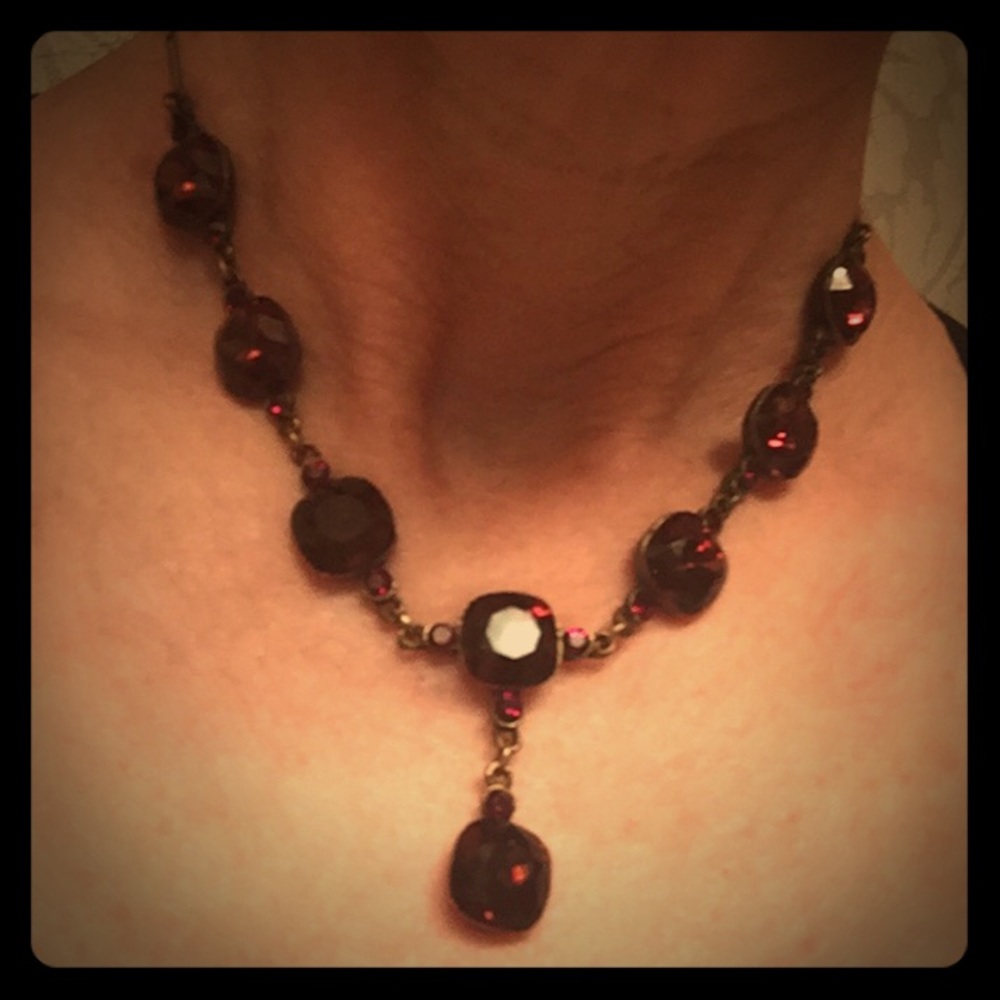 Elegant Garnet Statement Necklace by Yoni Z
