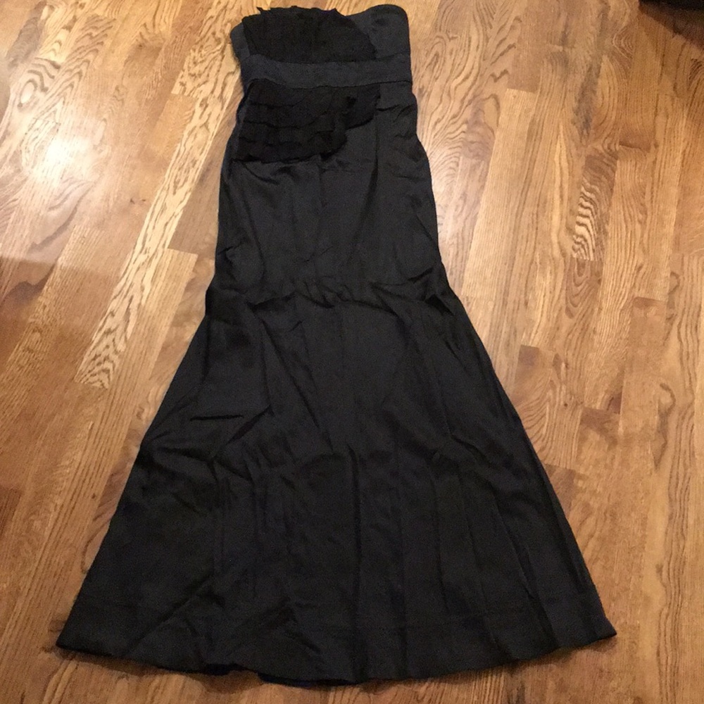 Phoebe Couture Black Ruffled Formal Prom Dress